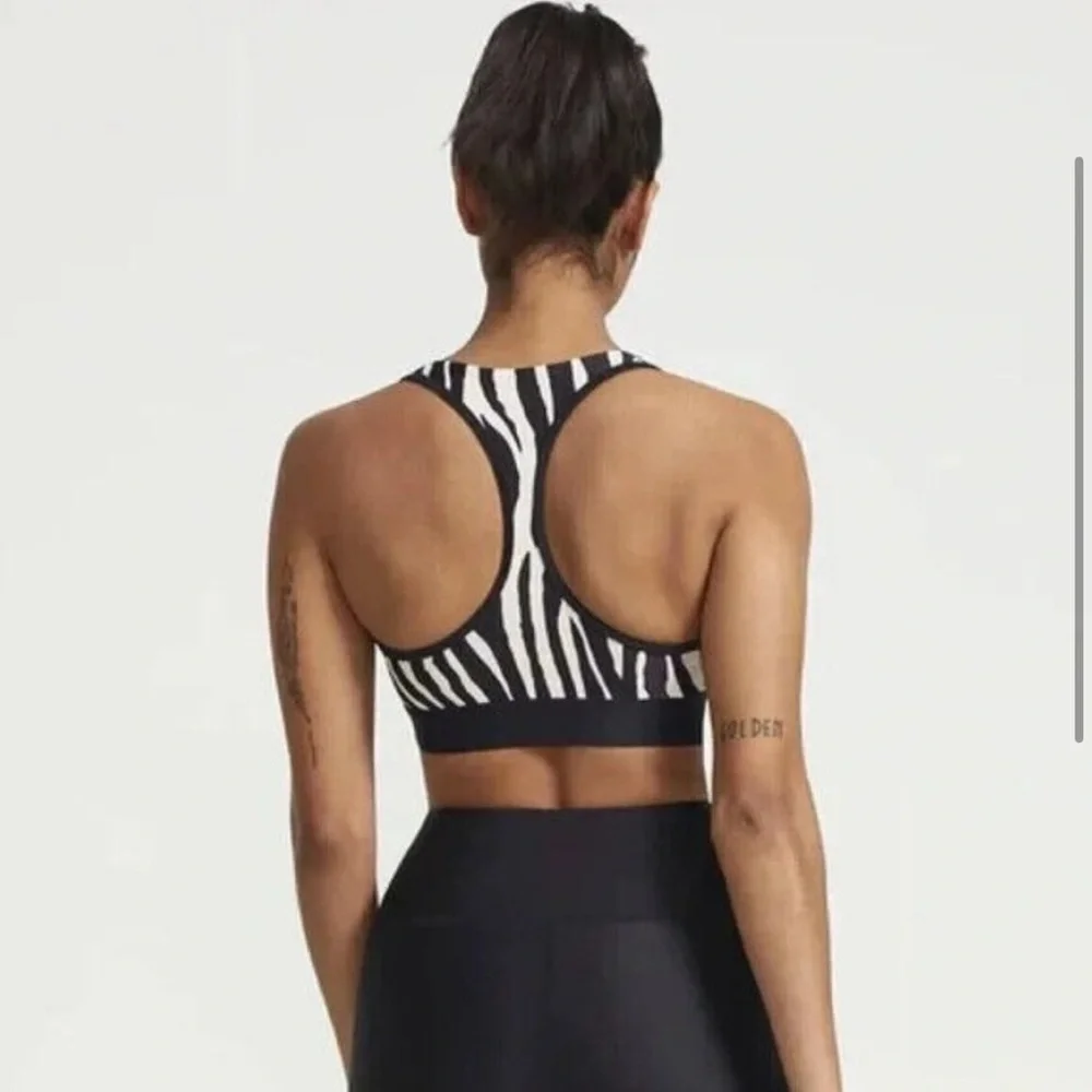 P.E. Nation Revolve Rematch Zebra‎ Animal Print Racerback Sports Bra Size XS